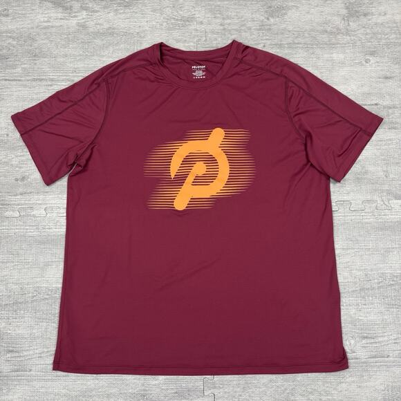 Peloton T Shirt Men’s Size Large Logo Workout Training Gym Casual Burgundy - Picture 1 of 5